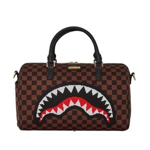 Sprayground KYOTOKNIT Sharks In Paris Mini Duffle🔥Checkered Travel Purse Bag
